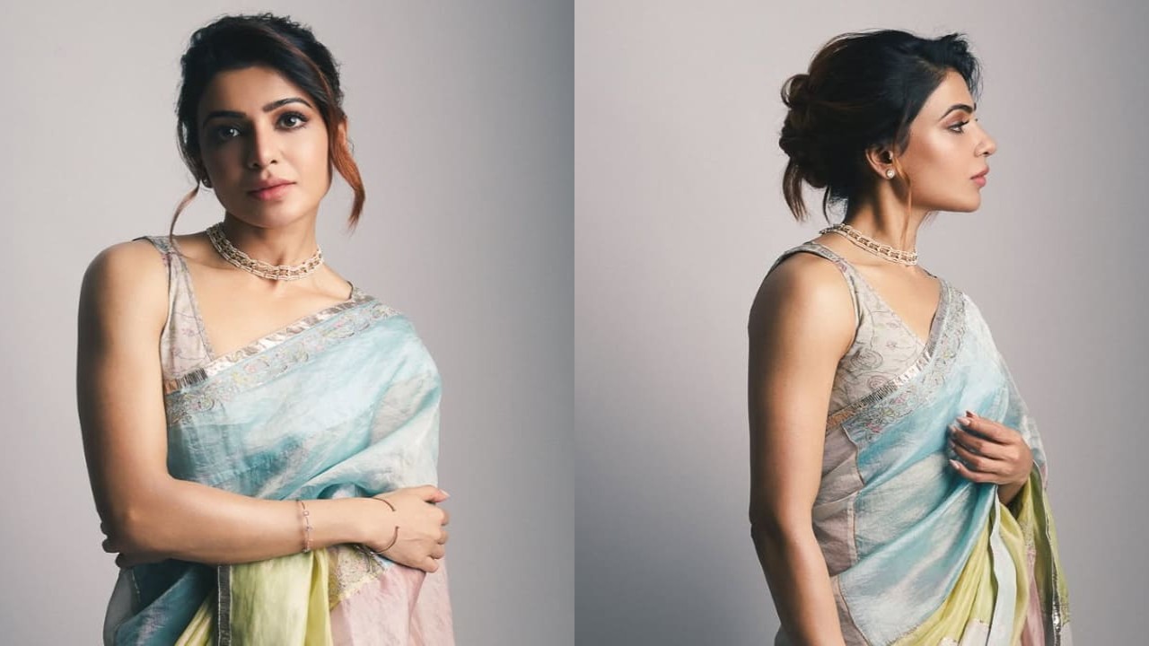 Samantha Ruth Prabhu in pastel-hued saree and statement accessories is a sight to behold