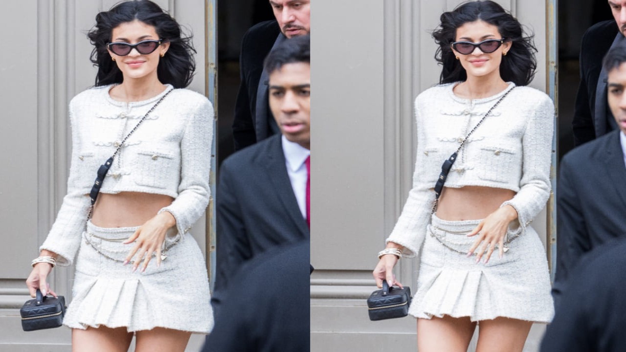 Kylie Jenner serves main character energy in Chanel tweed co-ord at Paris Fashion Week 