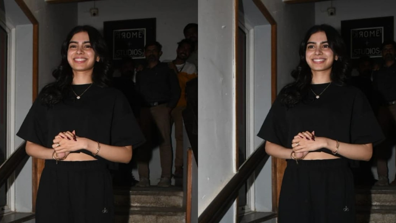 Khushi ditches fancy to keep it comfy & cool with her oversized black crop and track pants