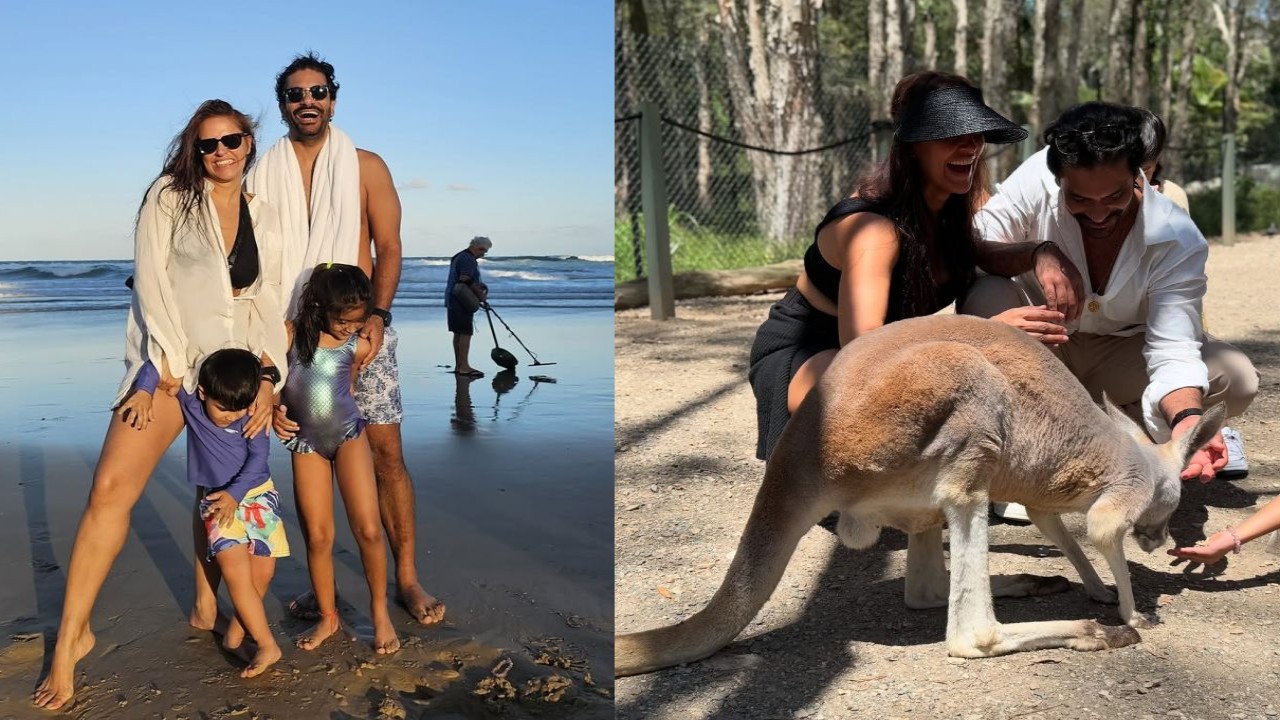 Neha Dhupia and Angad Bedi’s photo dump from Queensland vacay with kids Guriq, Mehr proves their love for beaches; PICS