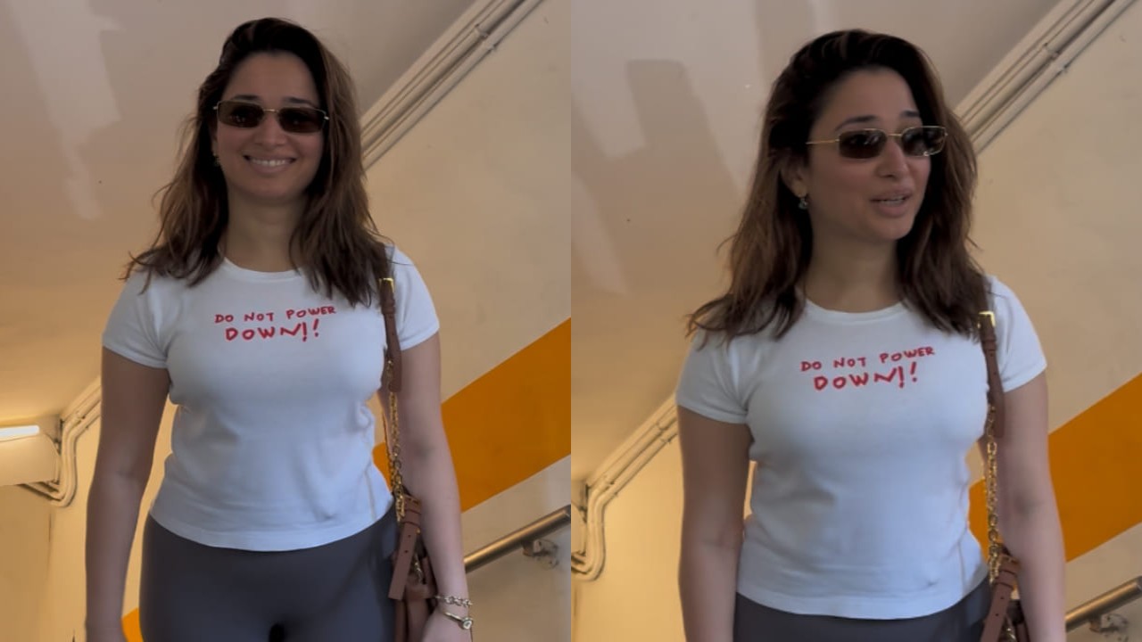 Tamannaah Bhatia serves no-makeup look for her casual outing in basic t-shirt & leggings