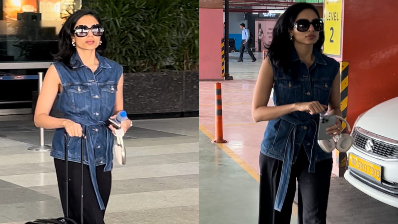 Sobhita Dhulipala gives a sassy twist to airport fashion in denim top and black pants 