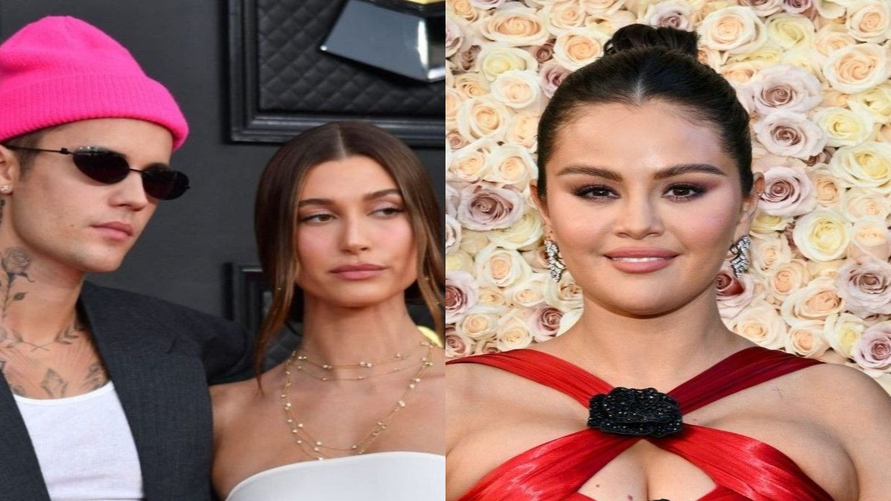 Justin Bieber and Hailey Bieber and Selena Gomez (CC: Getty images)