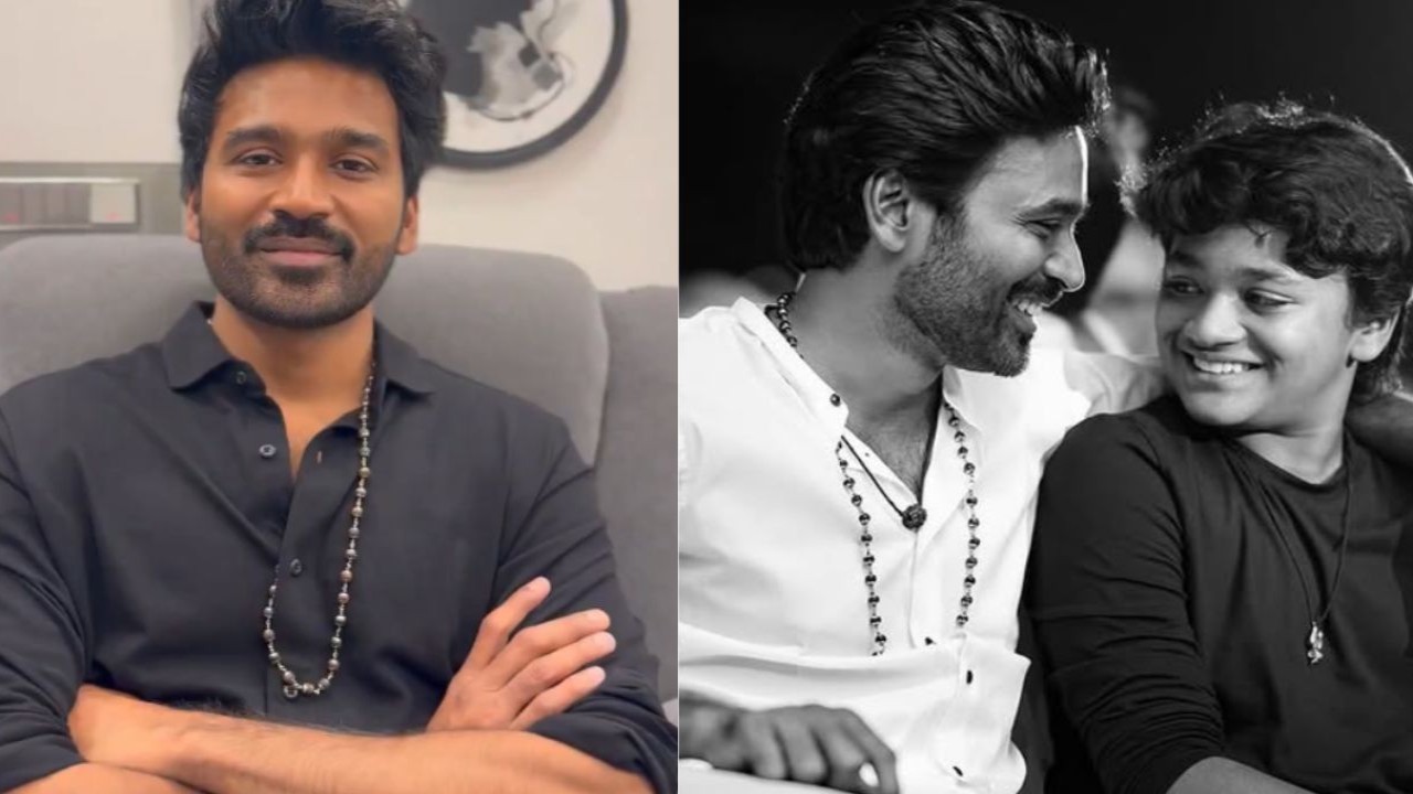 Dhanush drops CANDID monochrome picture with his younger son Linga from event