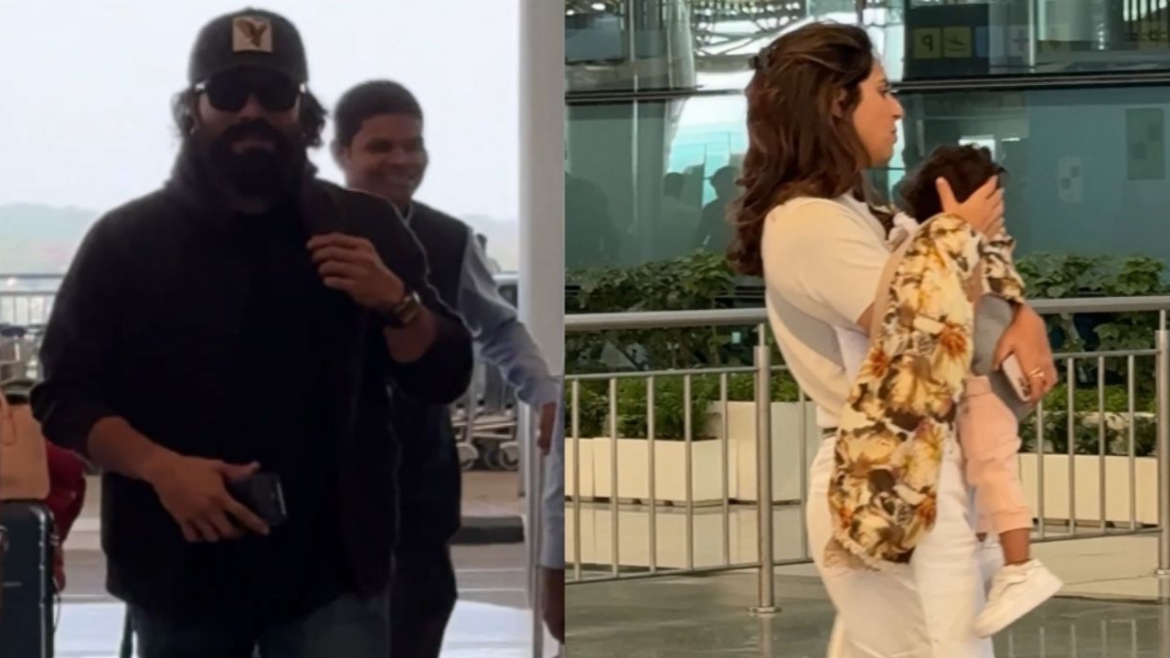 Watch: Ram Charan jets off from Hyderabad with wife Upasana and daughter Klin Kaara