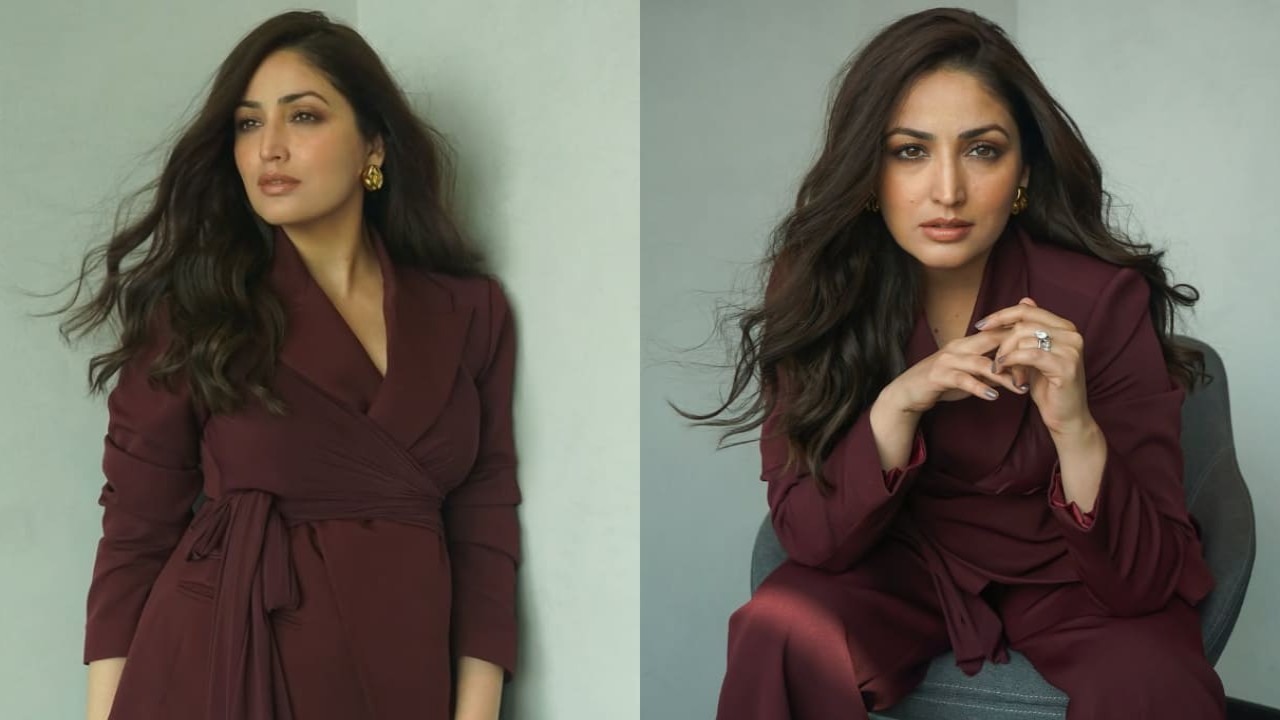 Yami Gautam serves bossy look in wine-color pantsuit worth Rs 28,800; a classy office-w...