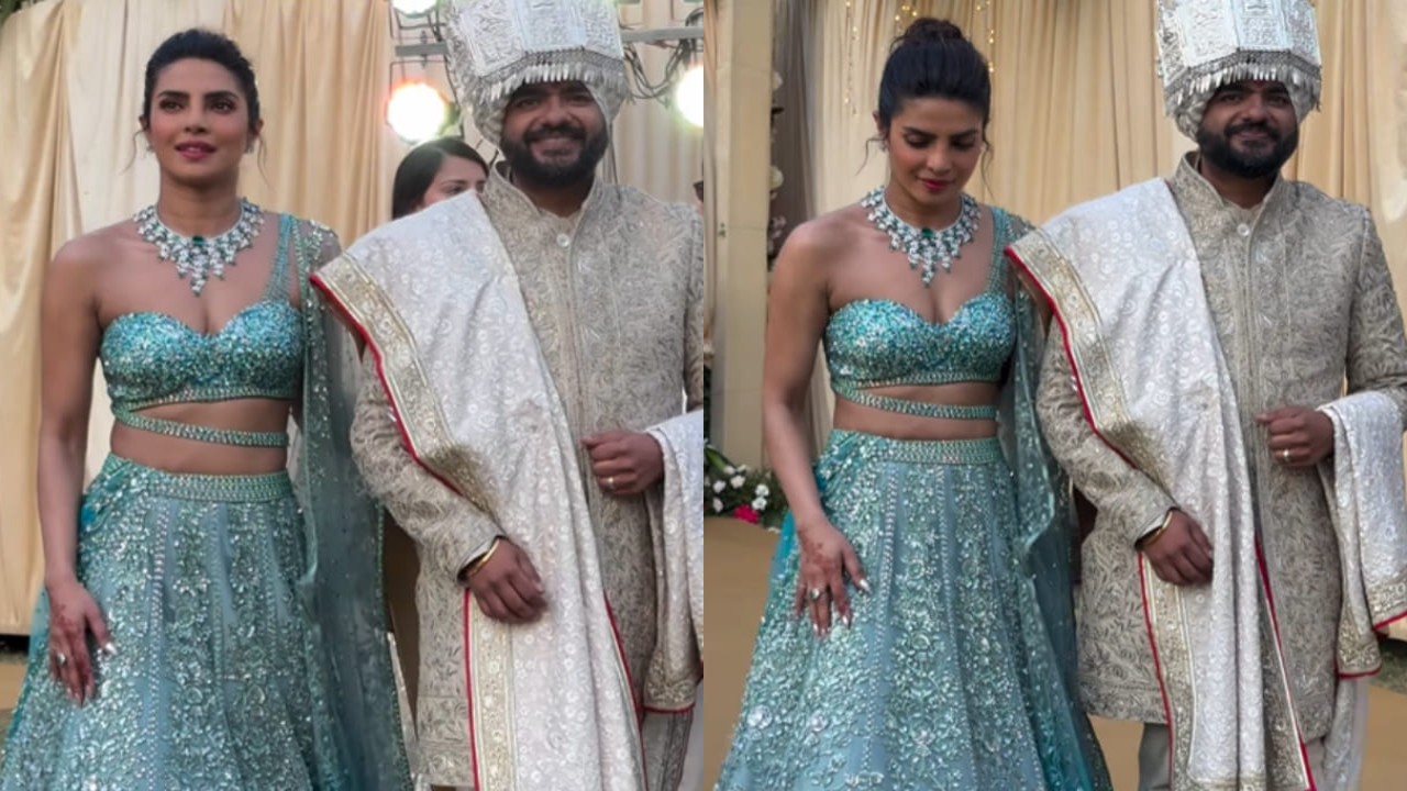 Priyanka Chopra adds some ‘bold tadka’ to aqua blue lehenga for her brother’s wedding