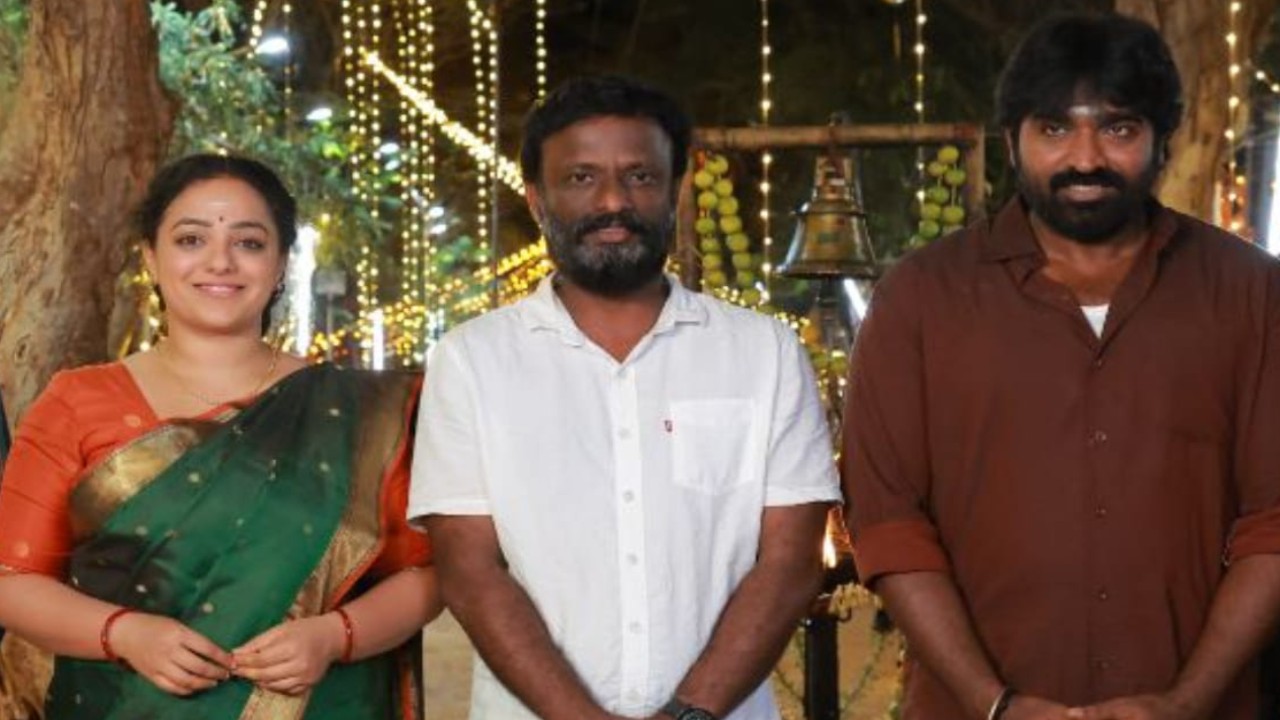 Vijay Sethupathi, Nithya Menen celebrate after completing director Pandiraj's film