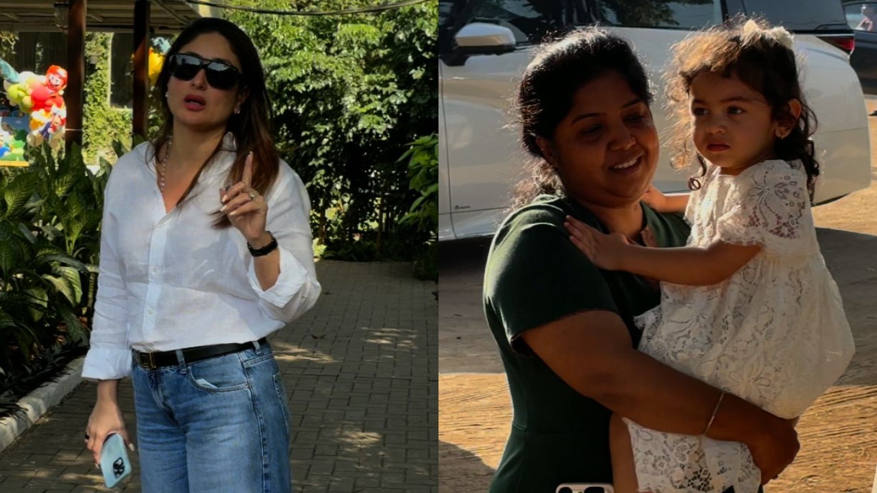 Kareena Kapoor urges paps not to take Taimur and Jeh's pics, Raha steals show in white frock at Randhir Kapoor's birthday bash; WATCH