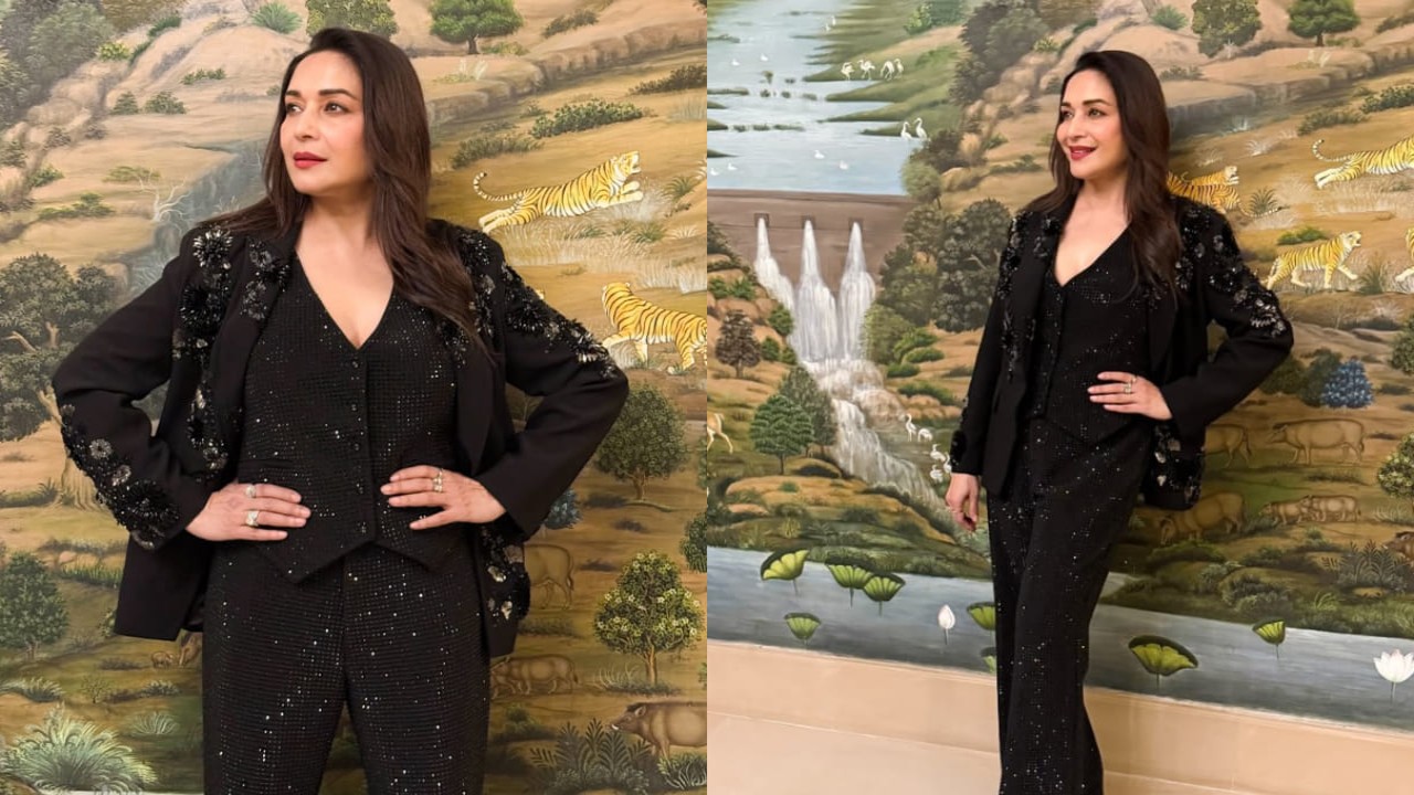 Madhuri Dixit is giving BOSS LADY in black pantsuit worth Rs 68,400 from shelves of Ran...