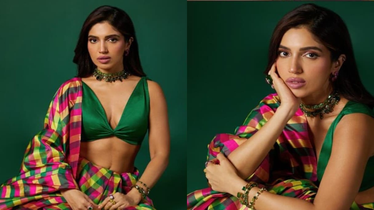 Bhumi Pednekar embraces geometric style, flaunts Rs 50k checkered saree from Raw Mango