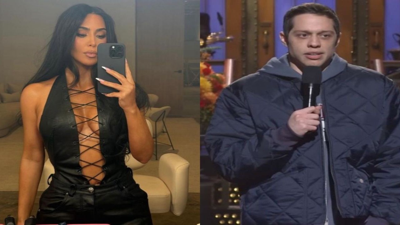 Kim Kardashian (CC: Instagram) and Pete Davidson (CC: YouTube / Saturday Night Live)