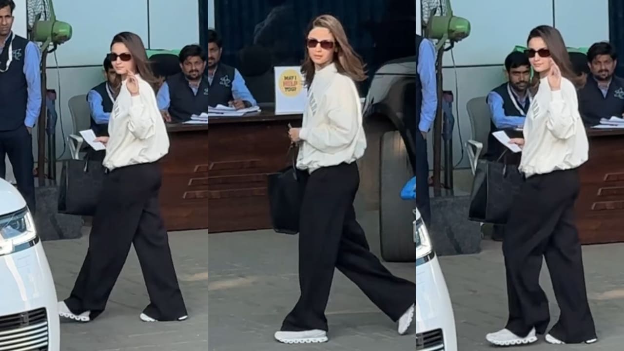 Alia Bhatt brings cool vibe to airport fashion as she slays in sweatshirt and black track pants with Rs 2,15,869 bag