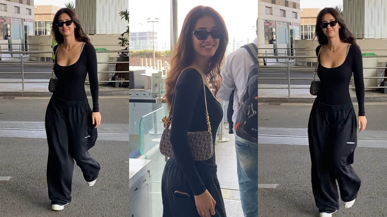 Disha Patani brings sassy vibes to the airport runway with all-black outfit and Christian Dior bag