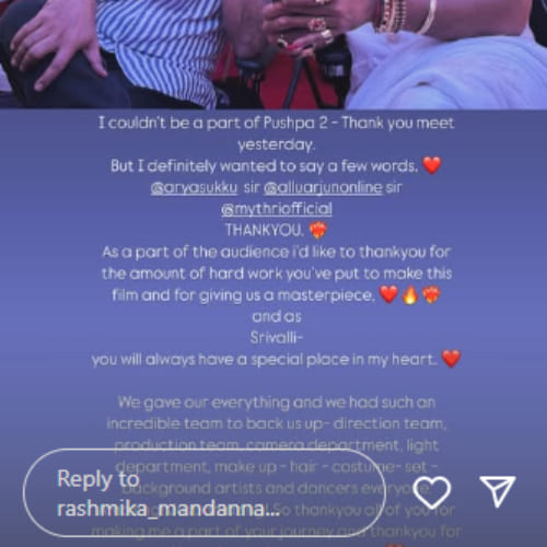 Rashmika Mandanna's post