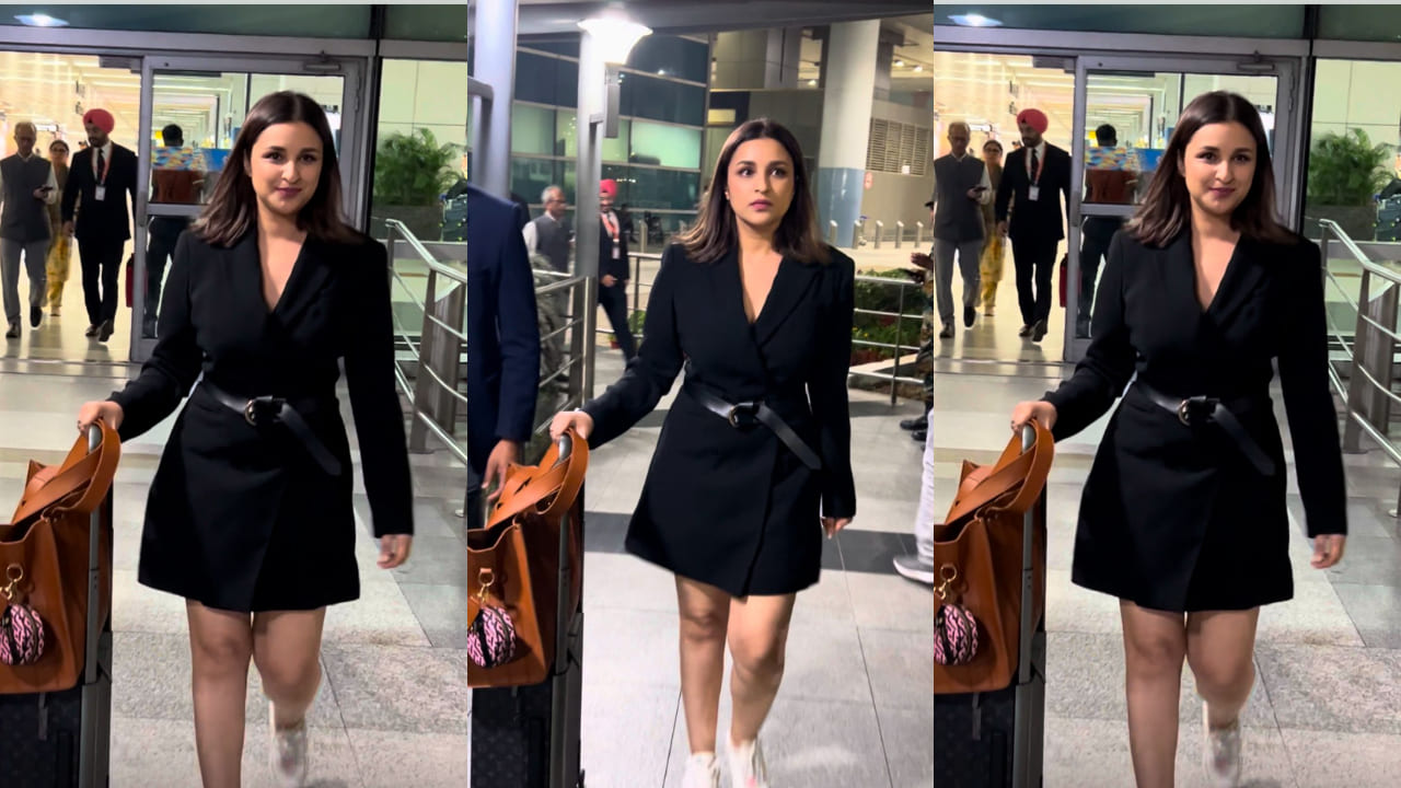 Parineeti Chopra wears LBD to the airport and it is perfect from work to date look