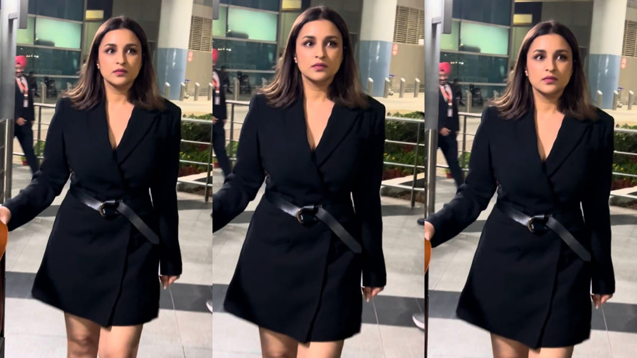 Parineeti Chopra wears LBD to the airport and it is perfect from work to date look