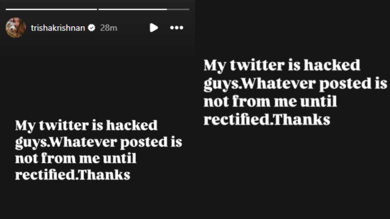 Trisha's response after being hacked (Trisha Krishnan, IG)