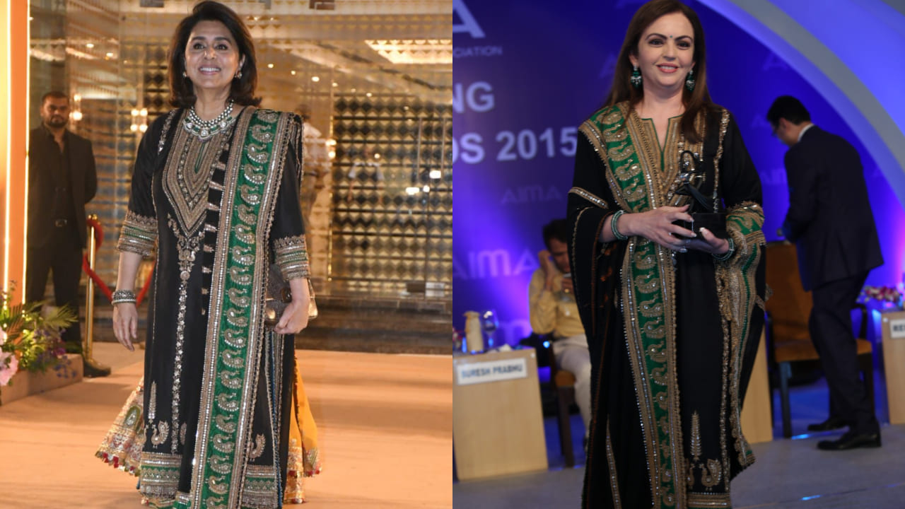 Neetu Kapoor dazzles at Aadar Jain's mehendi ceremony in black kurta set, Nita Ambani donned same outfit in 2015