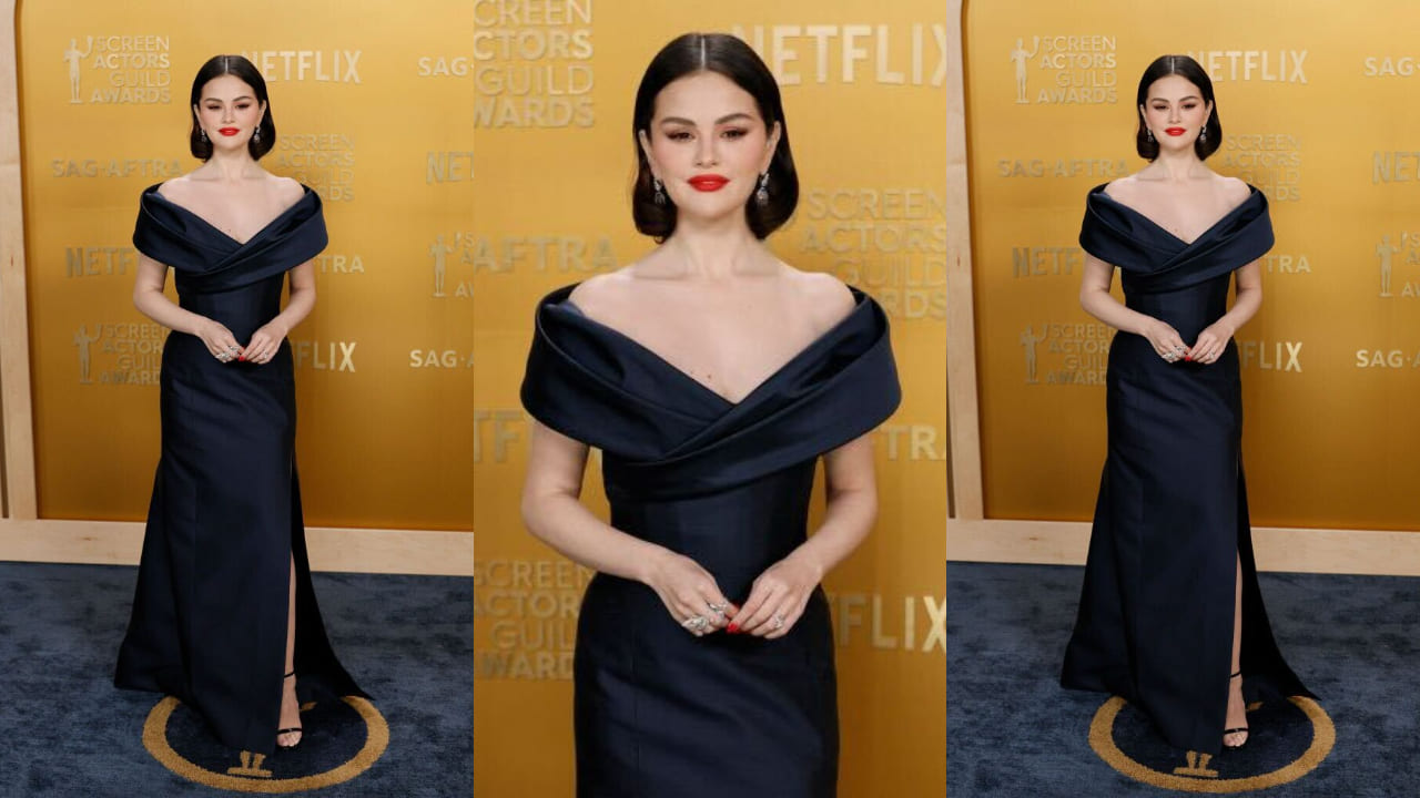 SAG Awards 2025: Selena Gomez exudes Hollywood charm in Celine’s custom navy blue off-shoulder gown