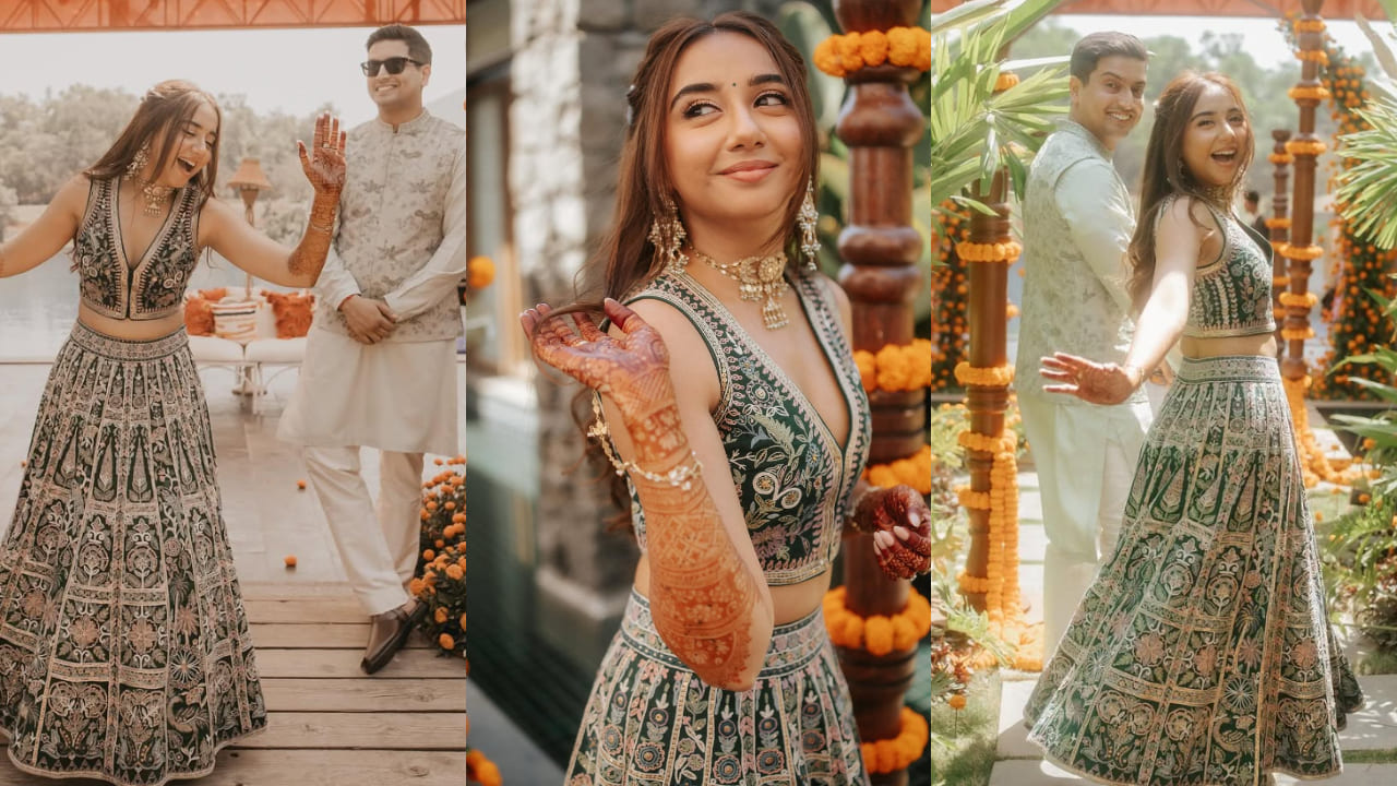 Mismatched actress Prajakta Koli opted for 2 custom Anita Dongre outfits for wedding with longtime boyfriend Vrishank Khanal