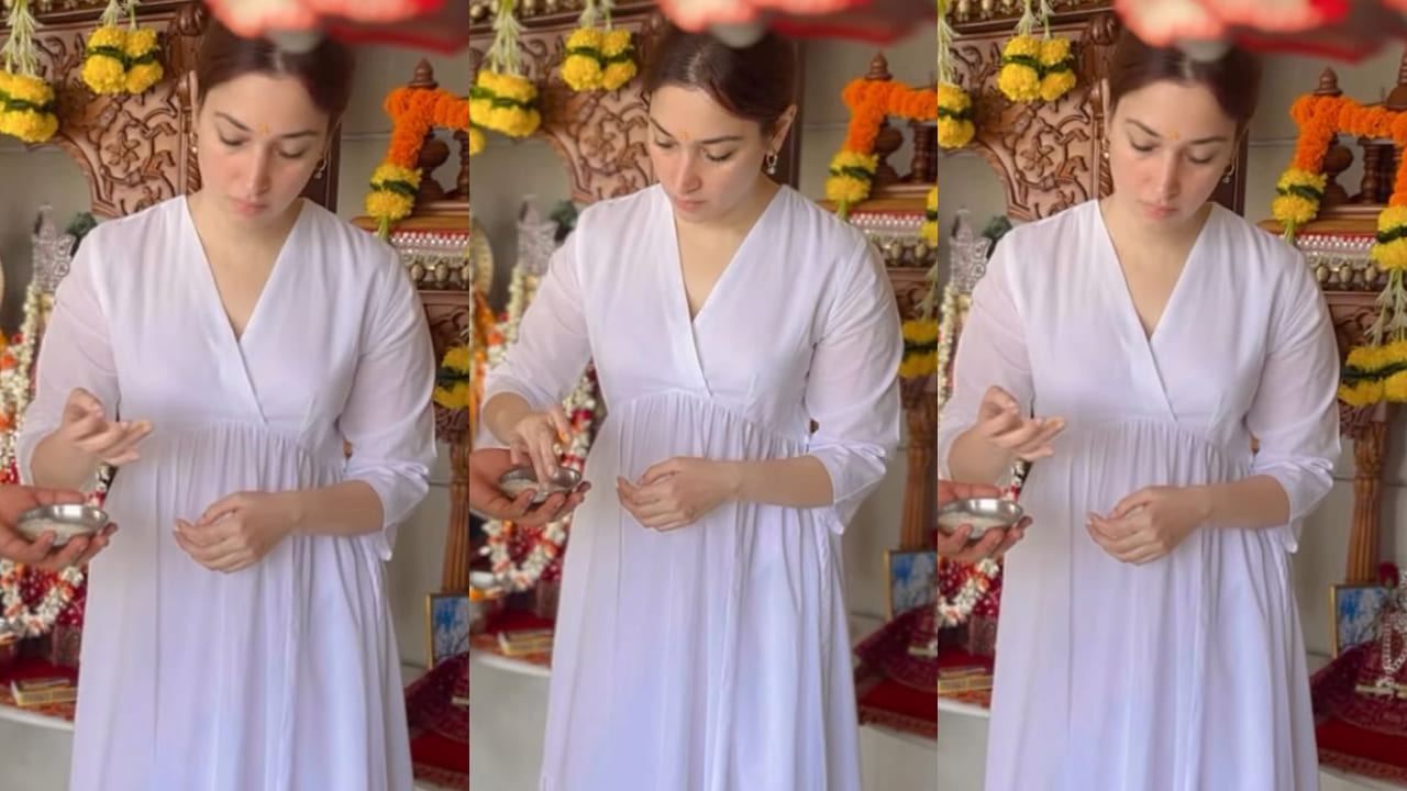 Tamannaah Bhatia performs Maha Shivratri puja in minimally elegant, budget-friendly white anarkali set worth Rs 4.4K