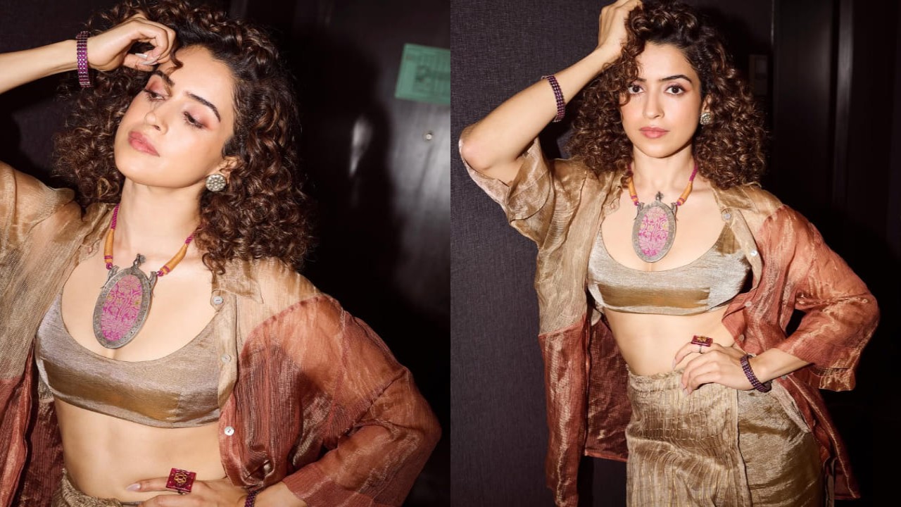 Sanya Malhotra looks enchanting in a custom outfit paired with vintage brocade neckpiece