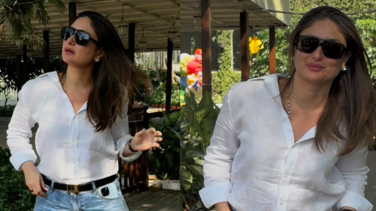 Kareena adds style statement to her casual white shirt and jeans fit with Rs 48K belt