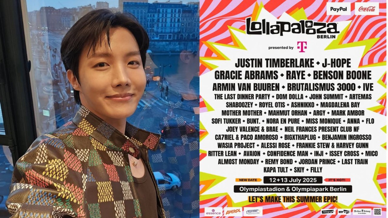 J-Hope: courtesy of J-Hope's Instagram, Lollapalooza Berlin line-up: courtesy of Lollapalooza Berlin's Instagram