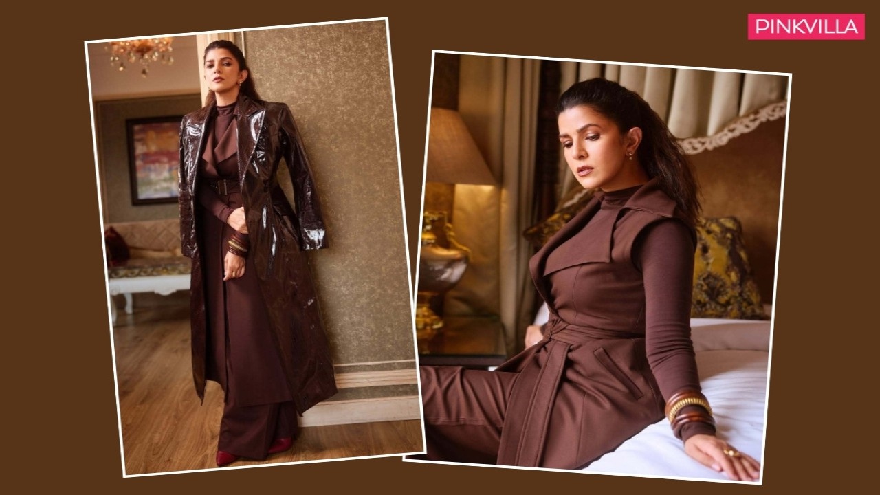 Nimrat Kaur adds brown to her palette, slays in Qua’s monotone brown fit with latex coat