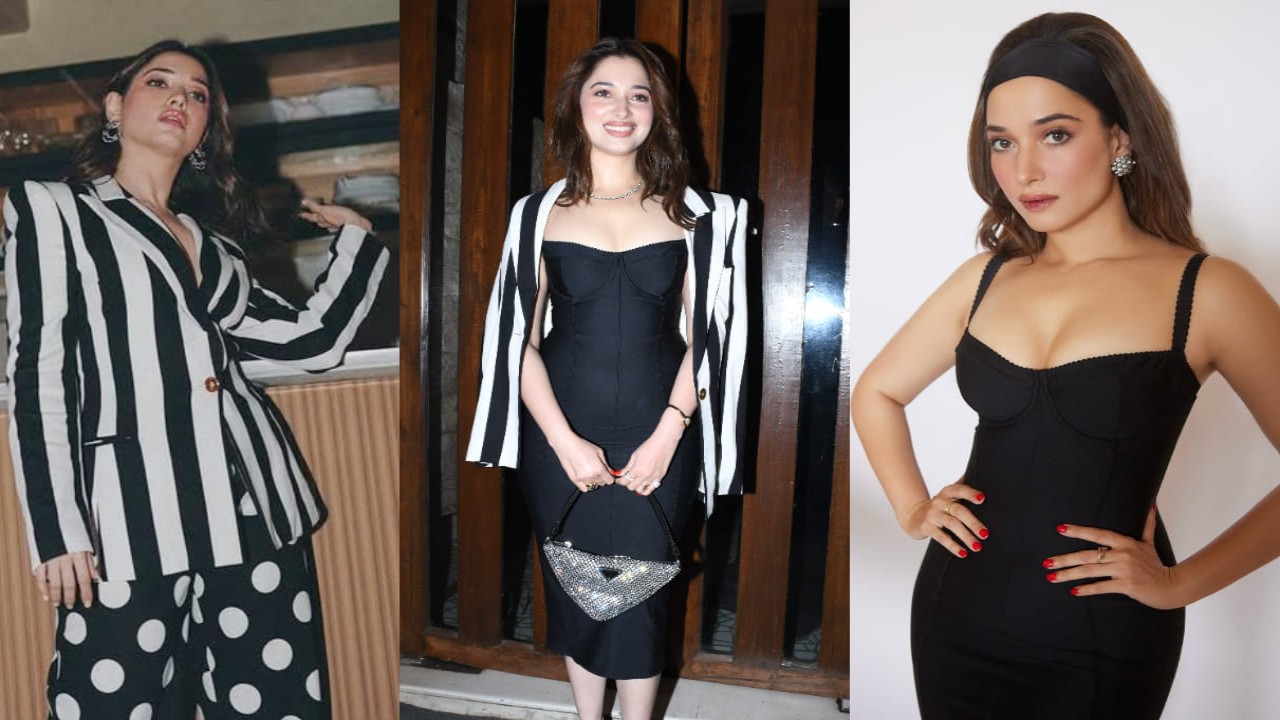 Tamannaah Bhatia REPEATS her black strap bodycon dress with previously worn blazer and ...