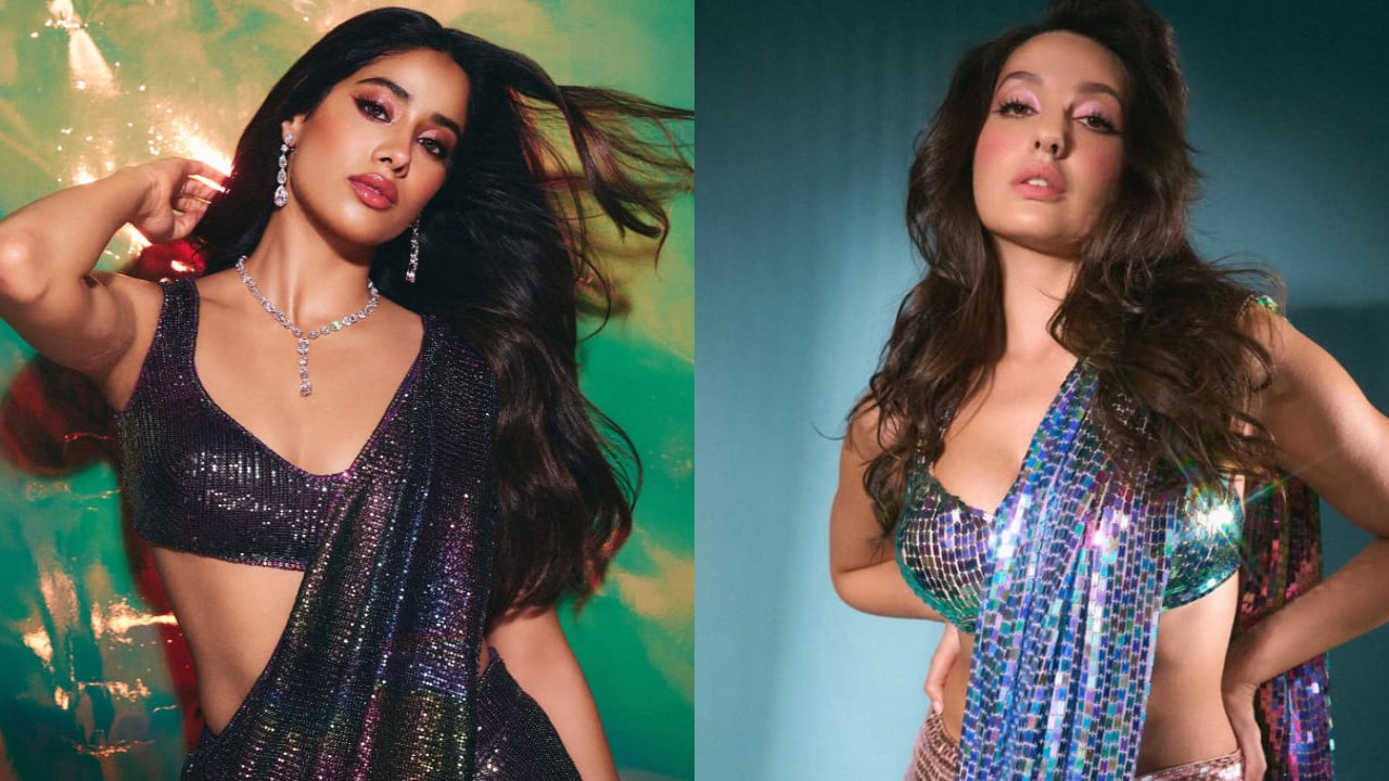 Janhvi Kapoor vs Nora Fatehi fashion face off: Who owns the party look in Manish Malhotra sequin saree?