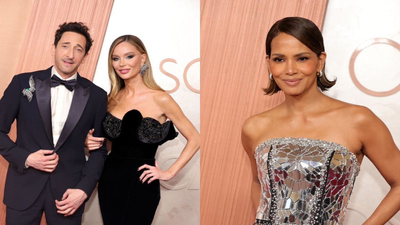 Adrien Brody, Georgina Chapman and Halle Berry (CC: Getty images)