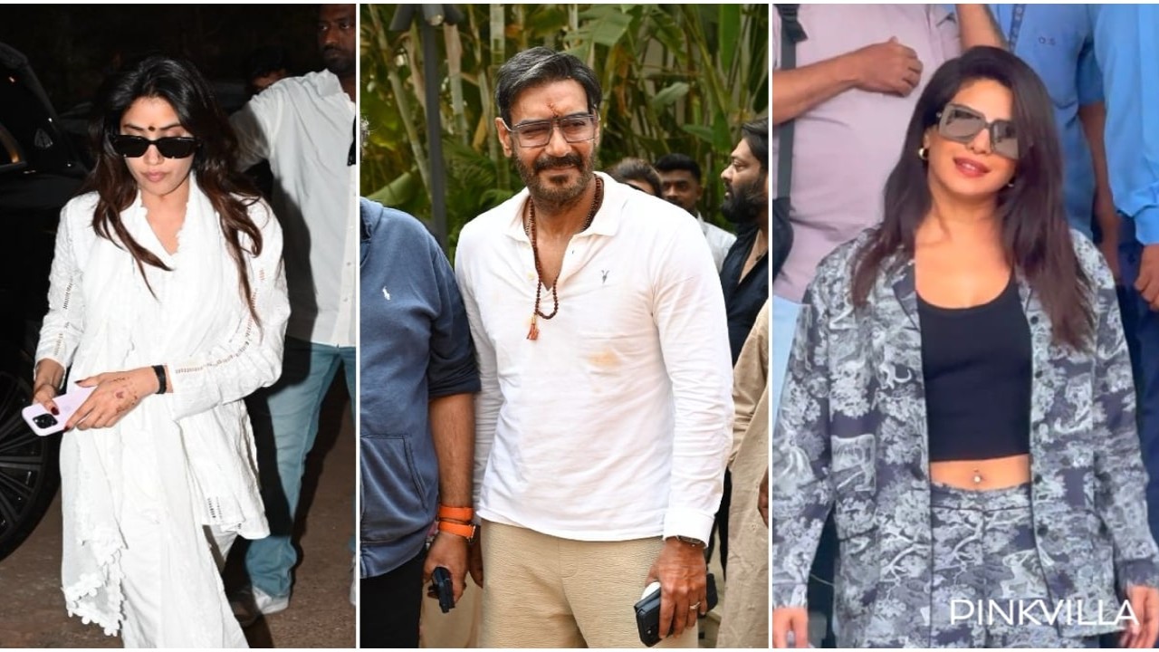 PHOTOS: 4 Celebrity Spottings Of The Day; Priyanka Chopra happily poses for paps at private airport; Janhvi Kapoor, Ajay Devgn visit temple and more