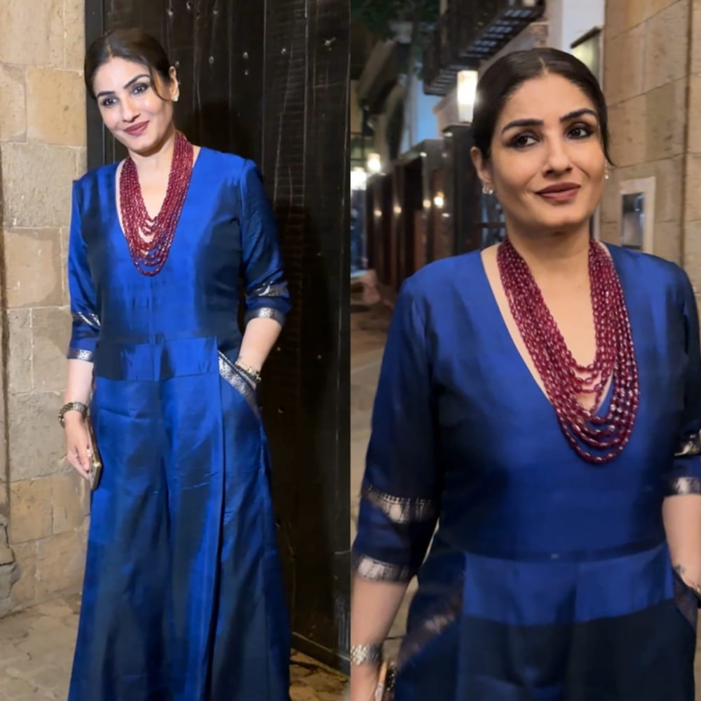 Raveena Tandon serves a blue-tiful look in stylish jumpsuit at Sunita Kapoor’s birthday bash