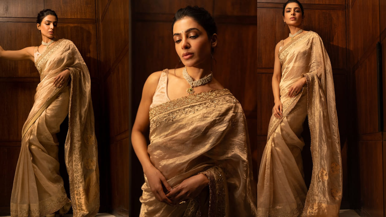 Samantha Ruth Prabhu brings old-world charm in a Rs 5.56L polki-pearl necklace and a regal golden tissue saree