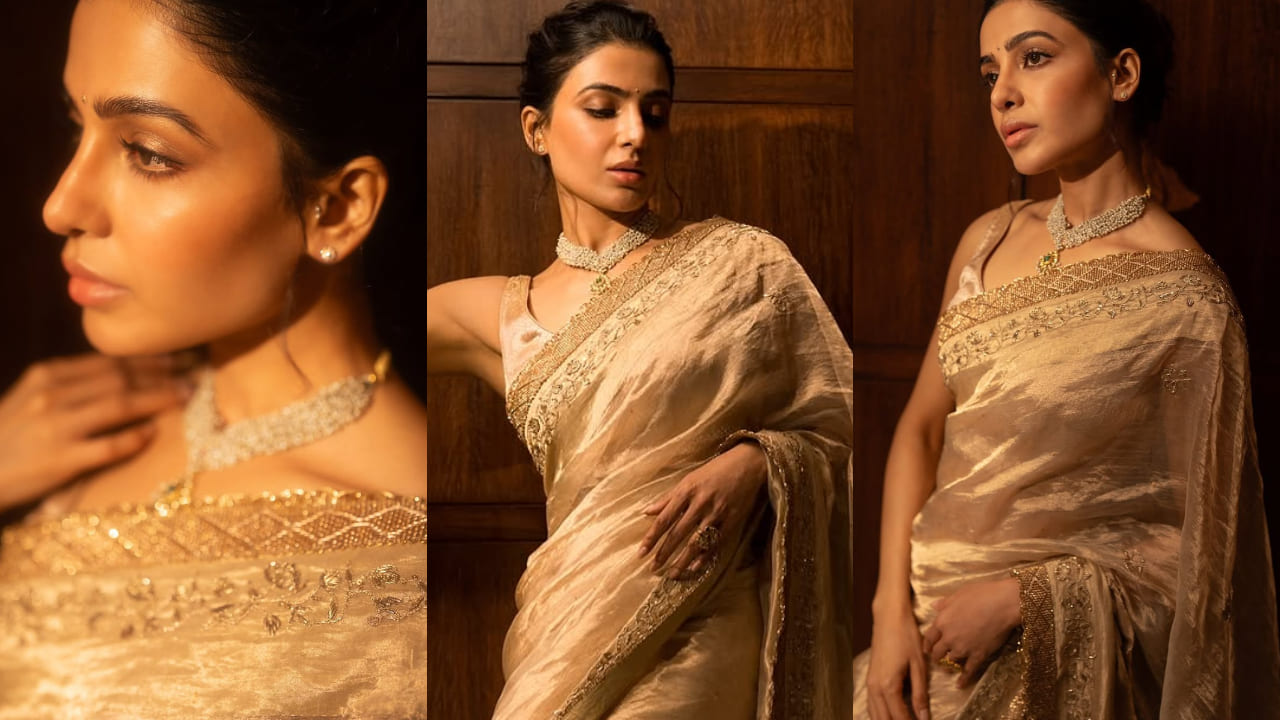 Samantha Ruth Prabhu brings old-world charm in a Rs 5.56L polki-pearl necklace and a regal golden tissue saree