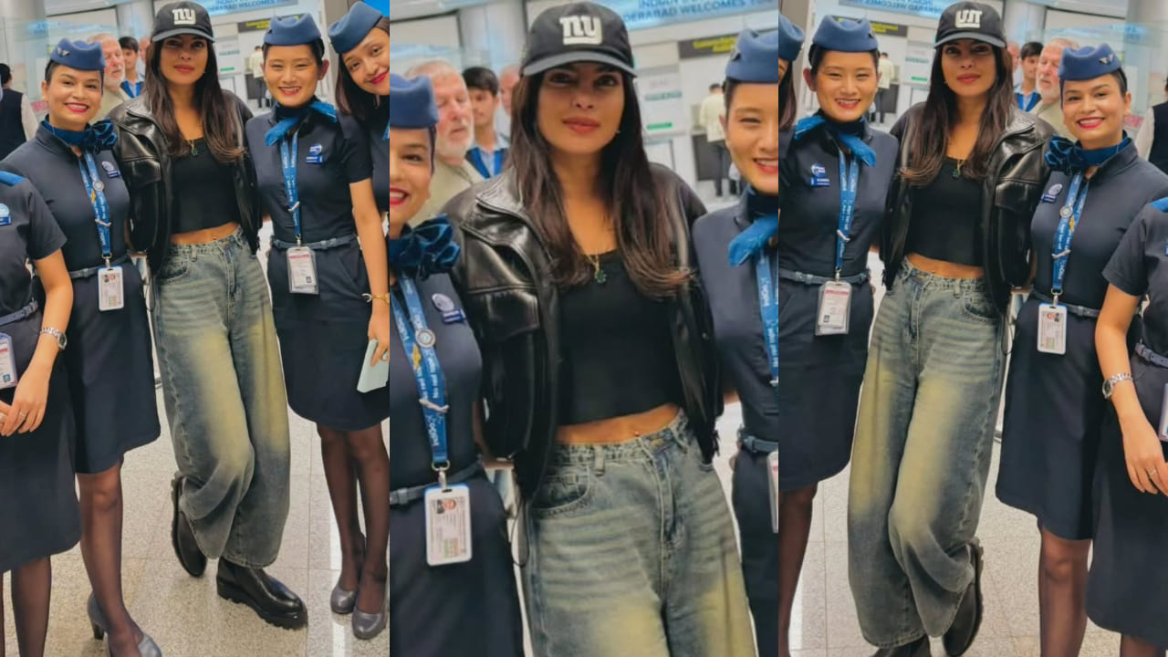 Priyanka Chopra sports biker-girl aesthetic in street-chic leather jacket and cool NY Giants hat worth Rs 4K. PS: Pinkvilla