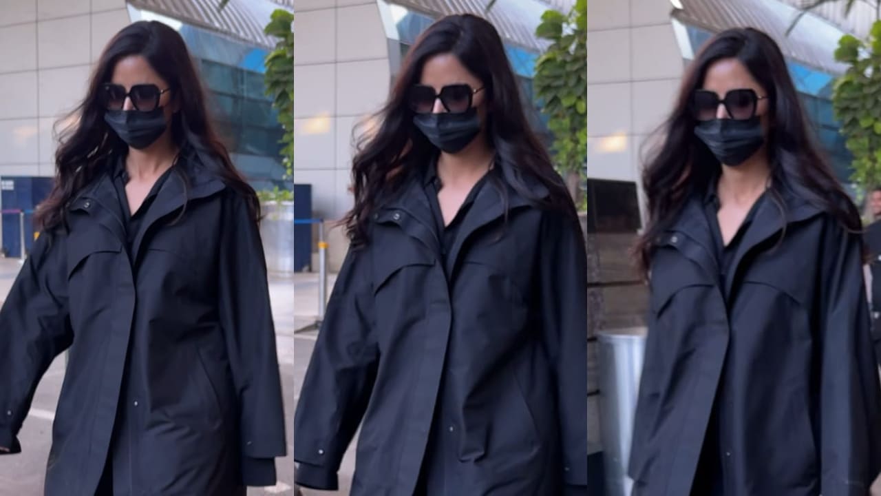 Katrina Kaif adds a sporty touch to her all-black trench coat and joggers with Rs 3 lakh shoes