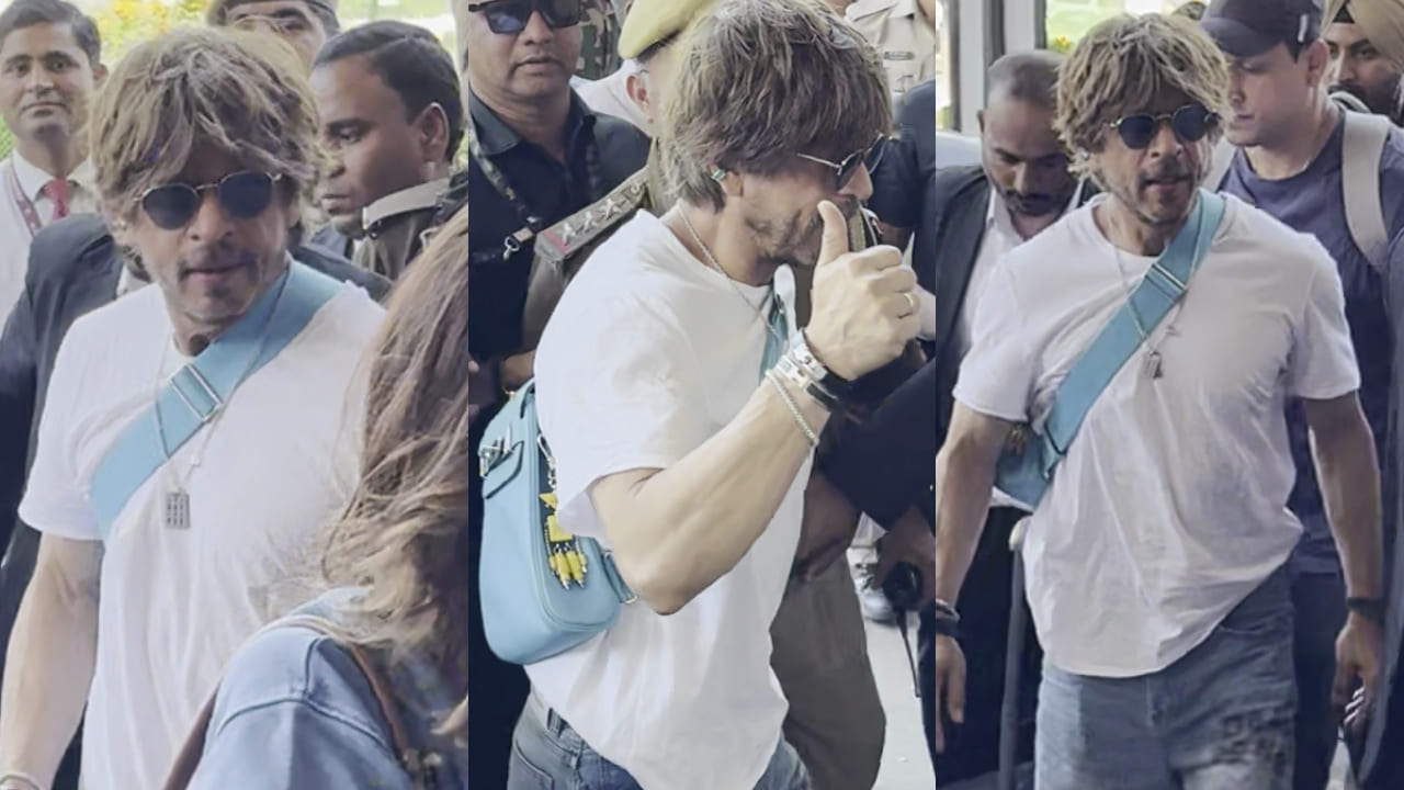 Shah Rukh Khan channels ‘Main Hoon Don’ vibe at Mumbai airport, styles teddy-bear jeans with over Rs 11 lakh Hermès bag. PC: Bablu