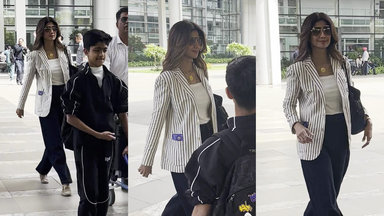 Shilpa Shetty’s Rs 28,000 Ralph Lauren blazer adds elegance to her CEO-core airport look. PS: APH Images