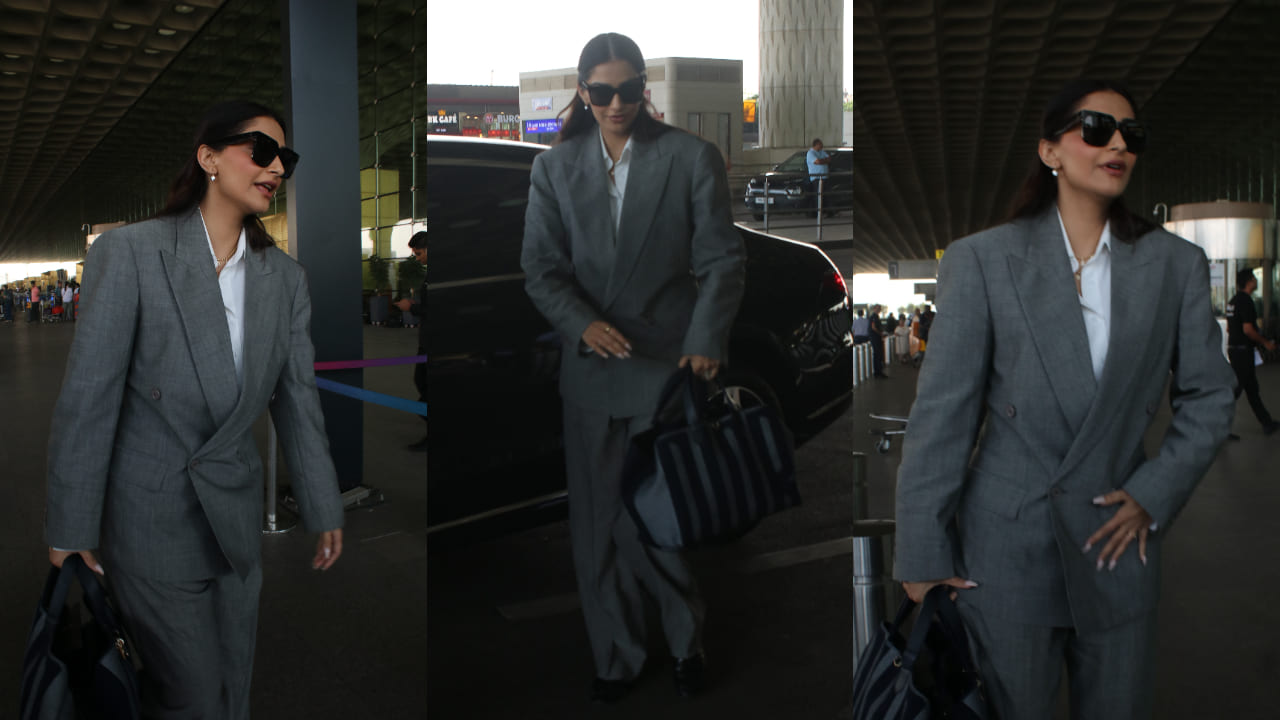 Sonam Kapoor aces CEO-core aesthetic in an oversized suit, carries Dior Bag worth Lakhs . PS: Varinder 