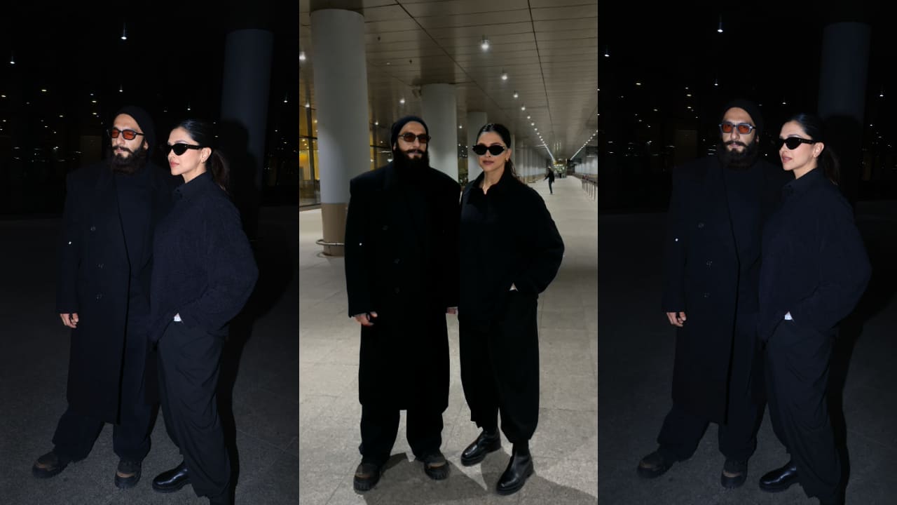 Deepika Padukone and Ranveer Singh go full mysterious with their late-night all-black airport looks