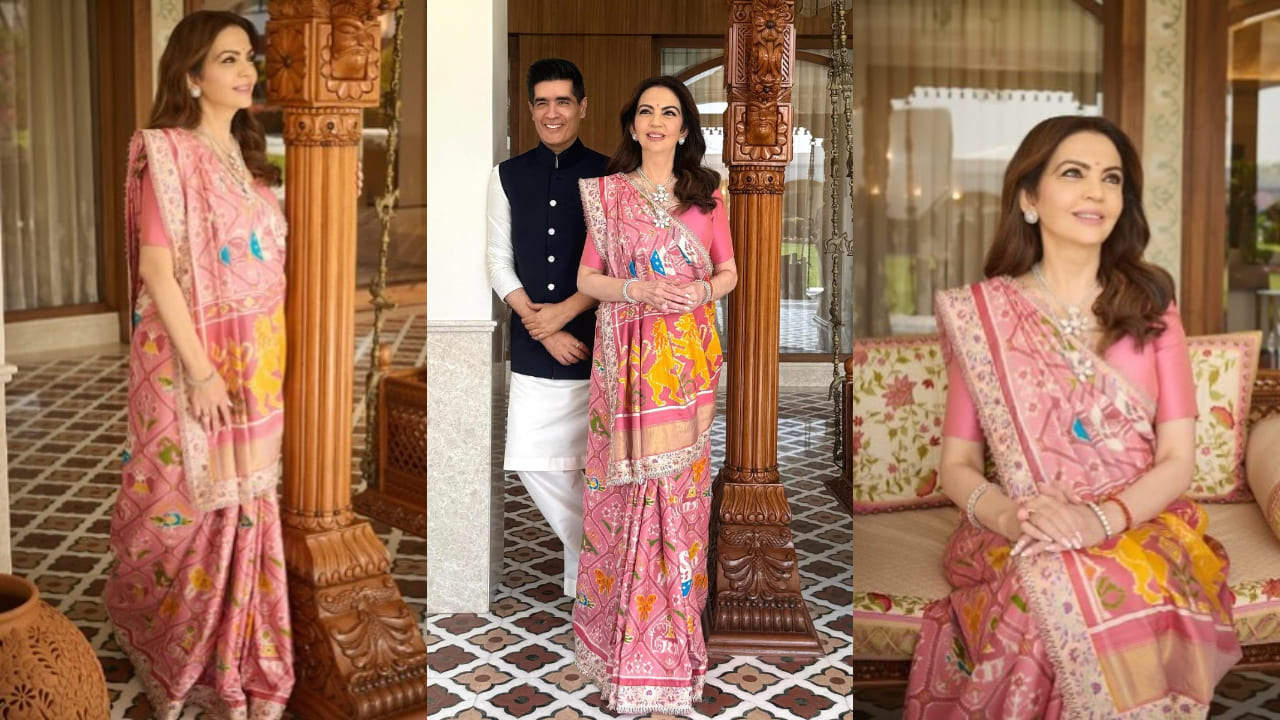 Nita Ambani showcases elegance of Indian craftsmanship in Double Ikat Patola and handwoven Murshidabad silk saree