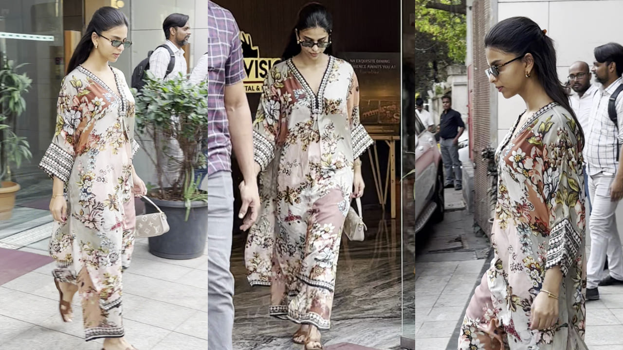 Suhana Khan gives ultimate outfit inspo for Eid in Rajdeep Ranawat Kaftan and Louis Vuitton bag worth Rs 1,81,000. PS: Varinder Chawla