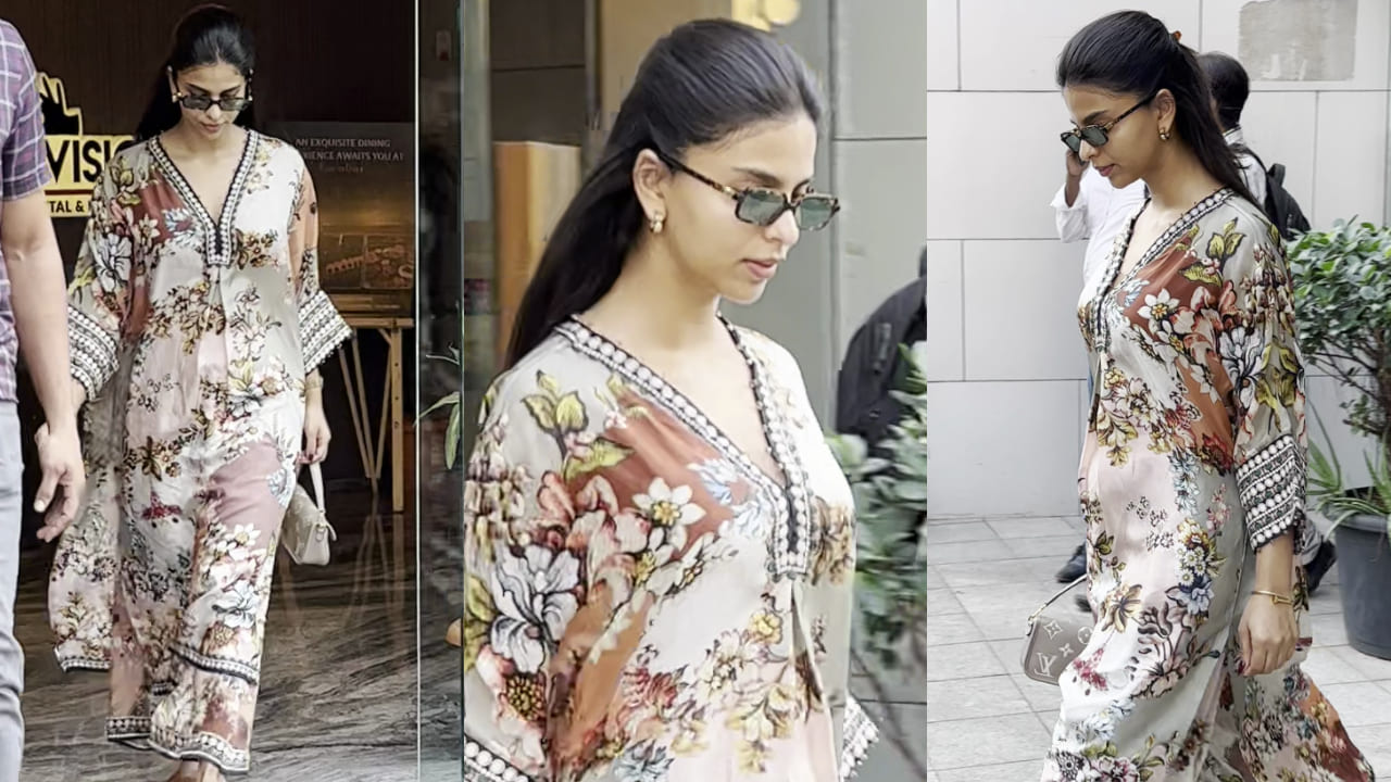 Suhana Khan gives ultimate outfit inspo for Eid in Rajdeep Ranawat Kaftan and Louis Vuitton bag worth Rs 1,81,000. PS: Varinder Chawla