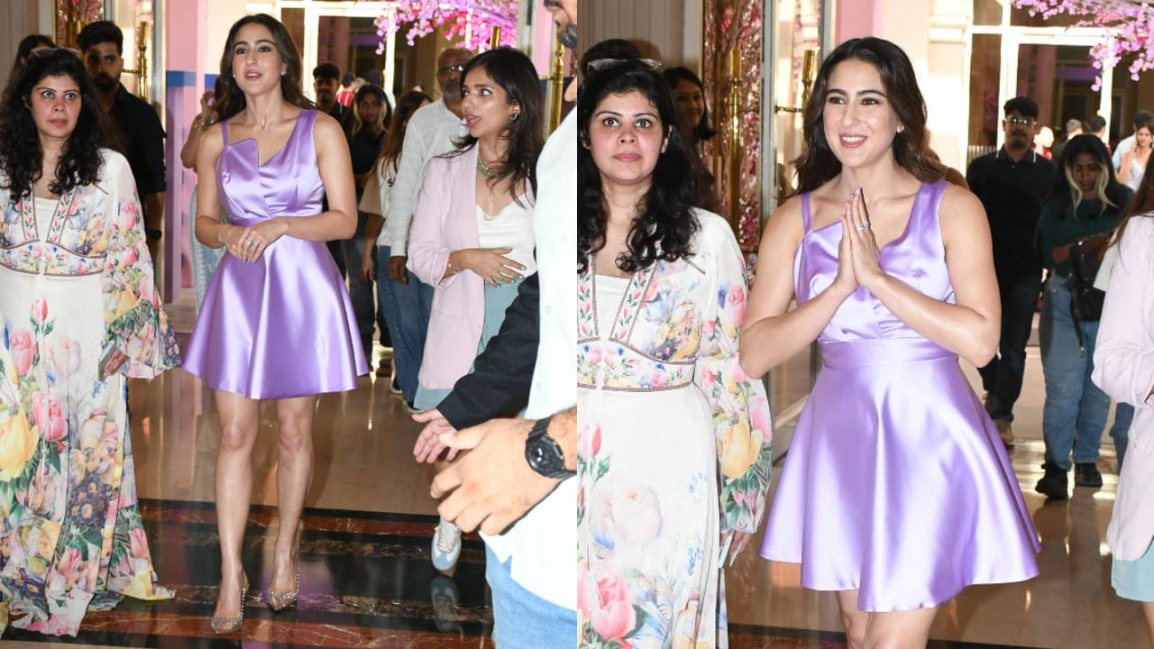 Sara Ali Khan’s lavender dress is a go-to inspiration for dreamy date-night look with its delicate sheen and Disney princess vibes. PS: Viral Bhayani