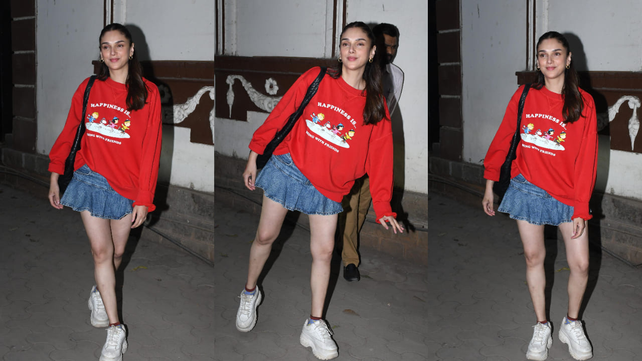 Aditi Rao Hydari exudes COLLEGE GIRL charm in oversized sweatshirt and miniskirt, serving inspo for campus crush look