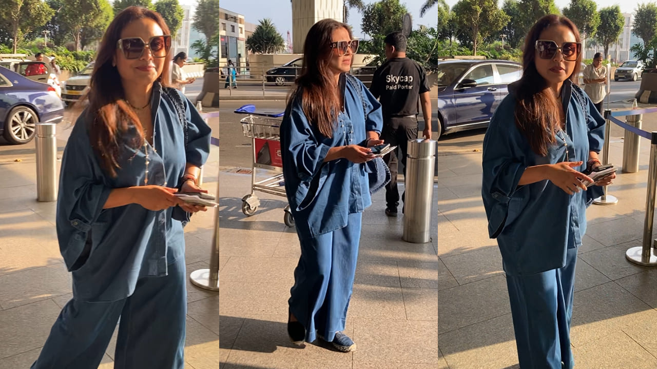 Rani Mukerji confirms blue is the color of the season as she dons all-denim co-ord set for her airport appearance