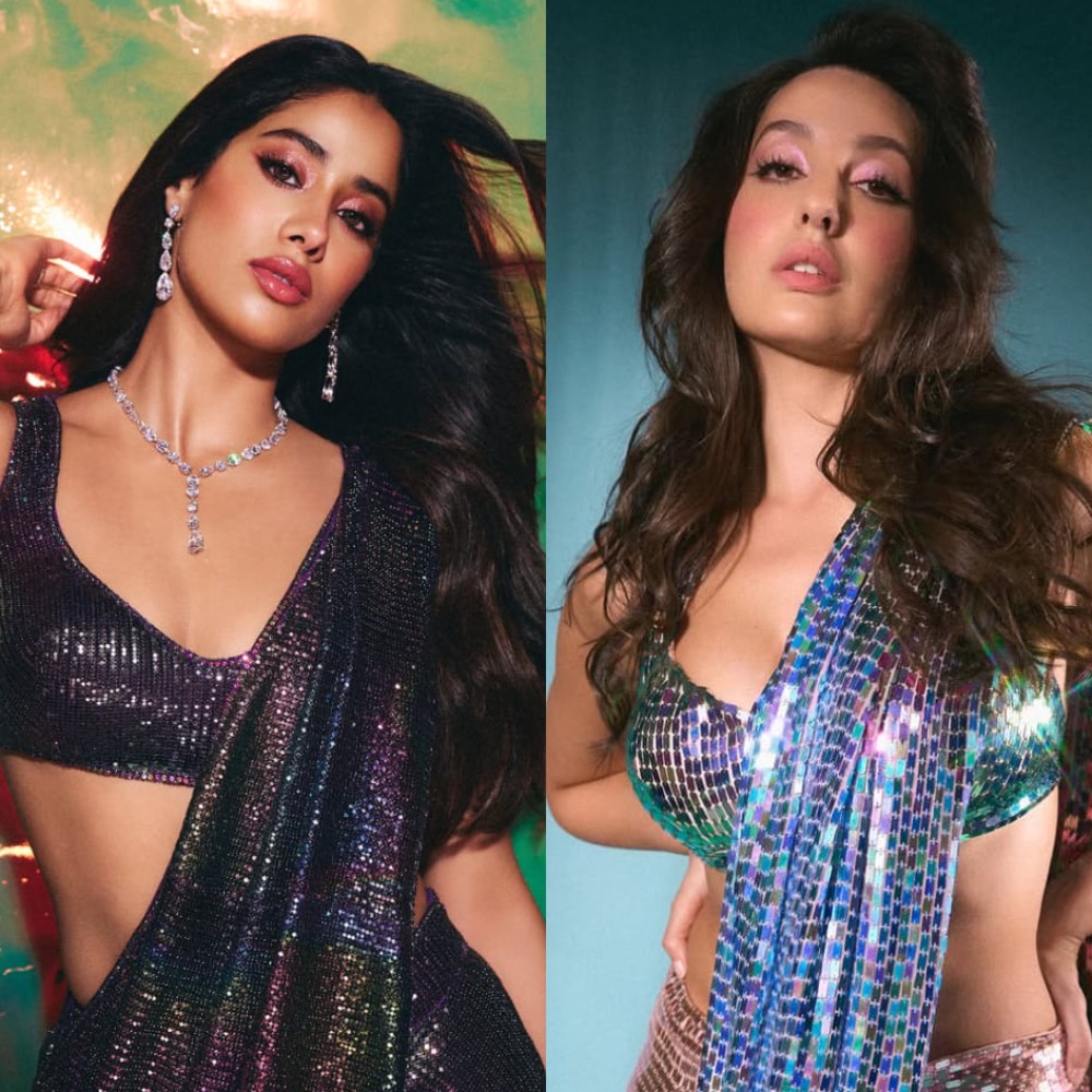 Janhvi Kapoor vs Nora Fatehi fashion face off: Who owns the party look in Manish Malhotra sequin saree?